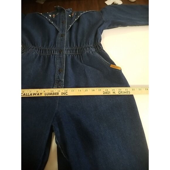 Dreams Vintage Women's Jumpsuit Size L Denim Studded Snap Elastic Playsuit Rompe - Picture 15 of 16